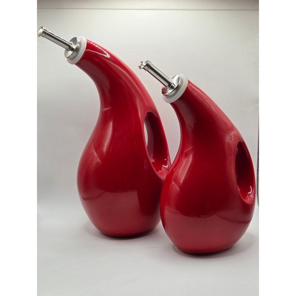Rachael Ray Stoneware EVOO Oil Dispenser Bottle Red Excellent Glazed H035Y